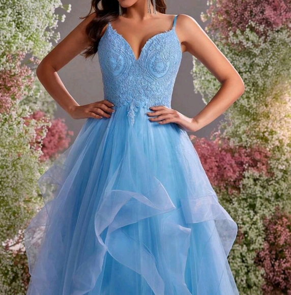 Spring And Summer Elegant And Romantic Light Blue Mesh Embroidery Custom Mesh - Picture 1 of 4